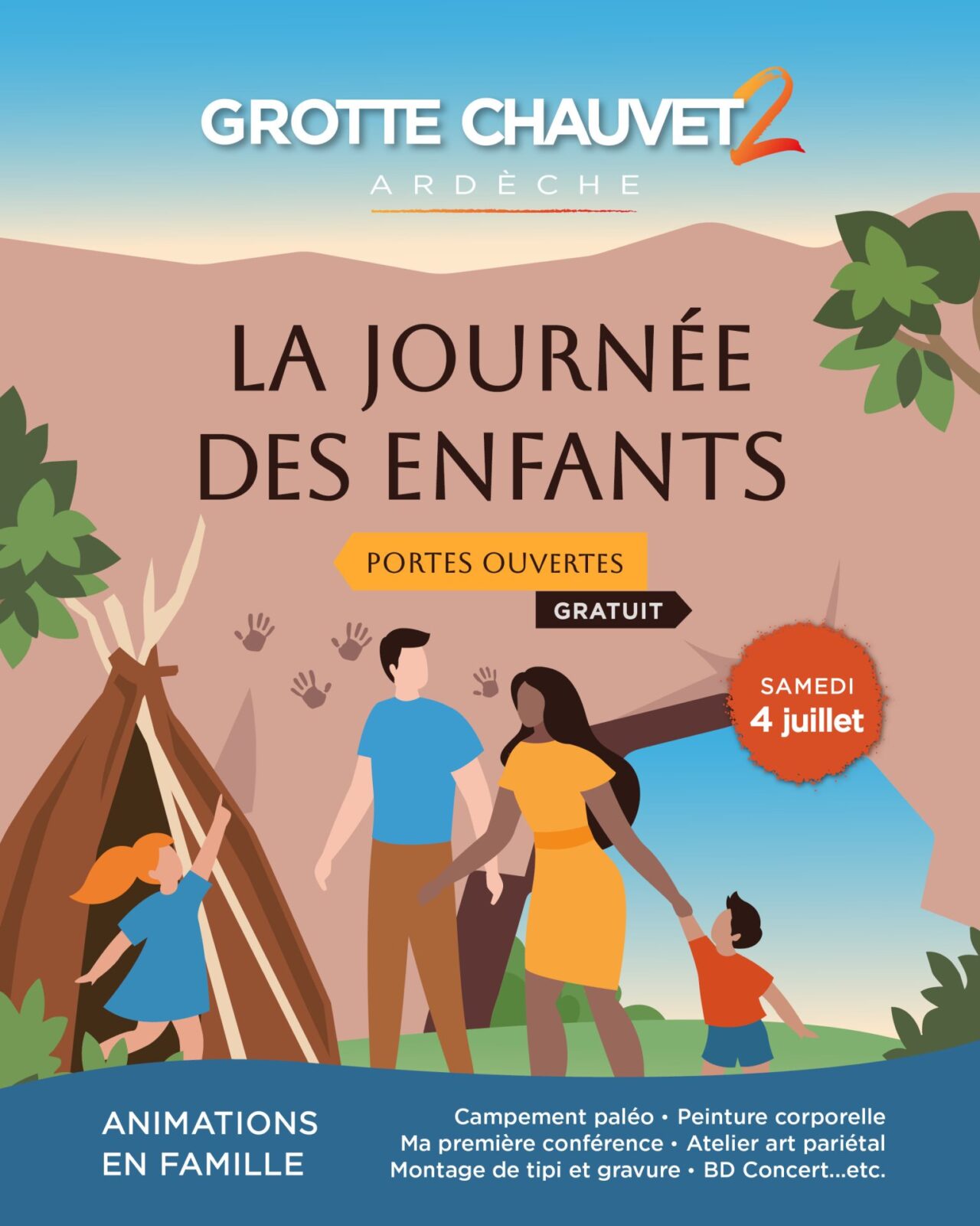 Visuel de la Journée des enfants - Samedi 4 juillet - Grotte Chauvet 2 Ardèche